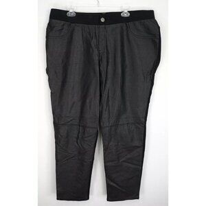 LANE BRYANT Black Faux Leather Front Elastic Waist Stretch Pants Plus Size 22 3X